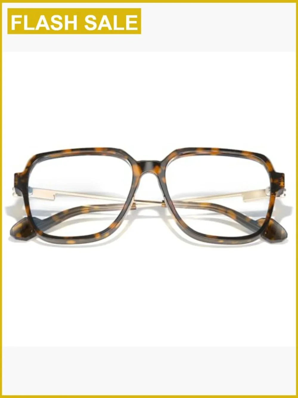 Oversized Blue Light Blocking Glasses Square TR90 Frame Metal Temple